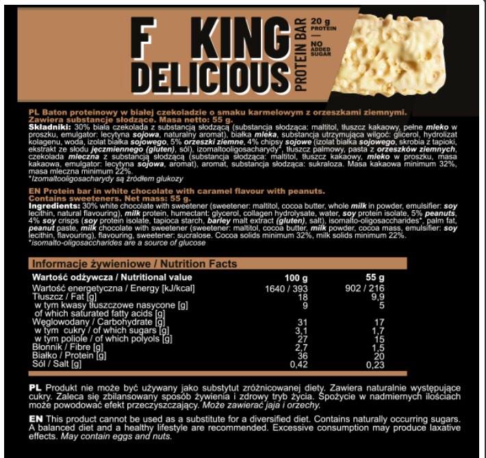 FITKING DELICIOUS PROTEIN BAR - CARAMEL PEANUT FLAVOUR 55g